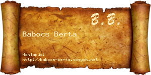Babocs Berta névjegykártya